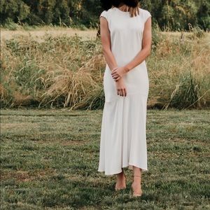 Frame Cascade Satin Midi Dress